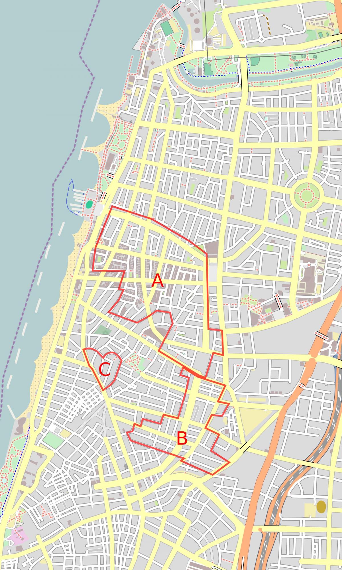 karte baltā pilsētā Tel Aviv