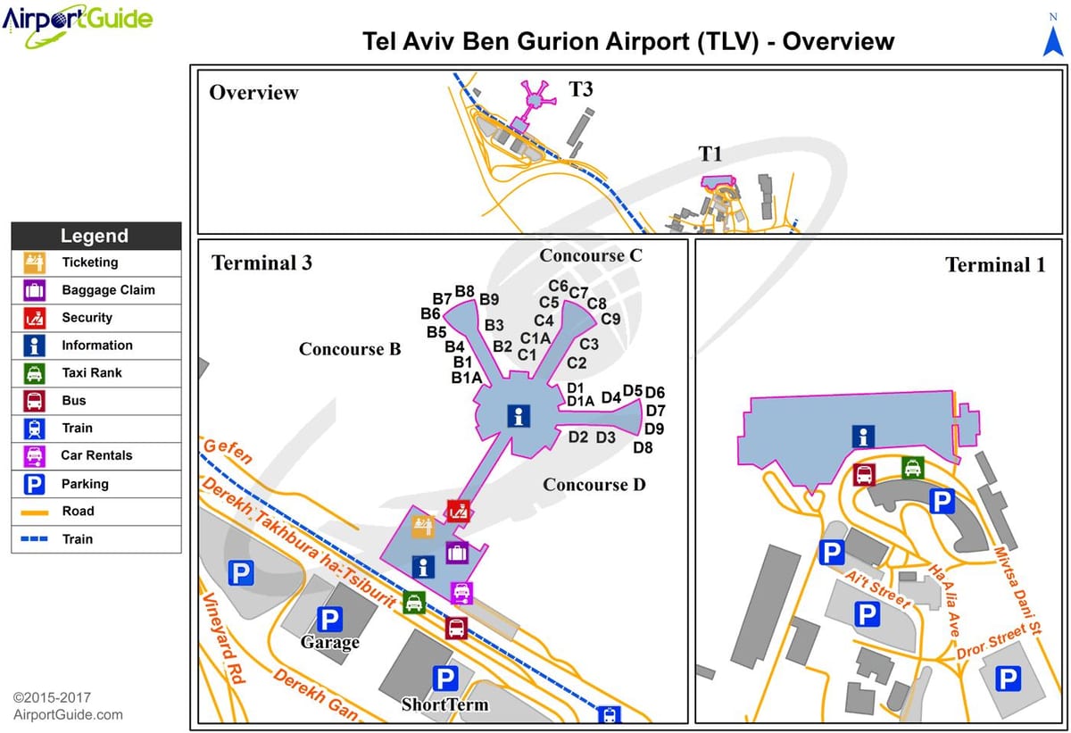 ben gurion airport terminal 3 kartē