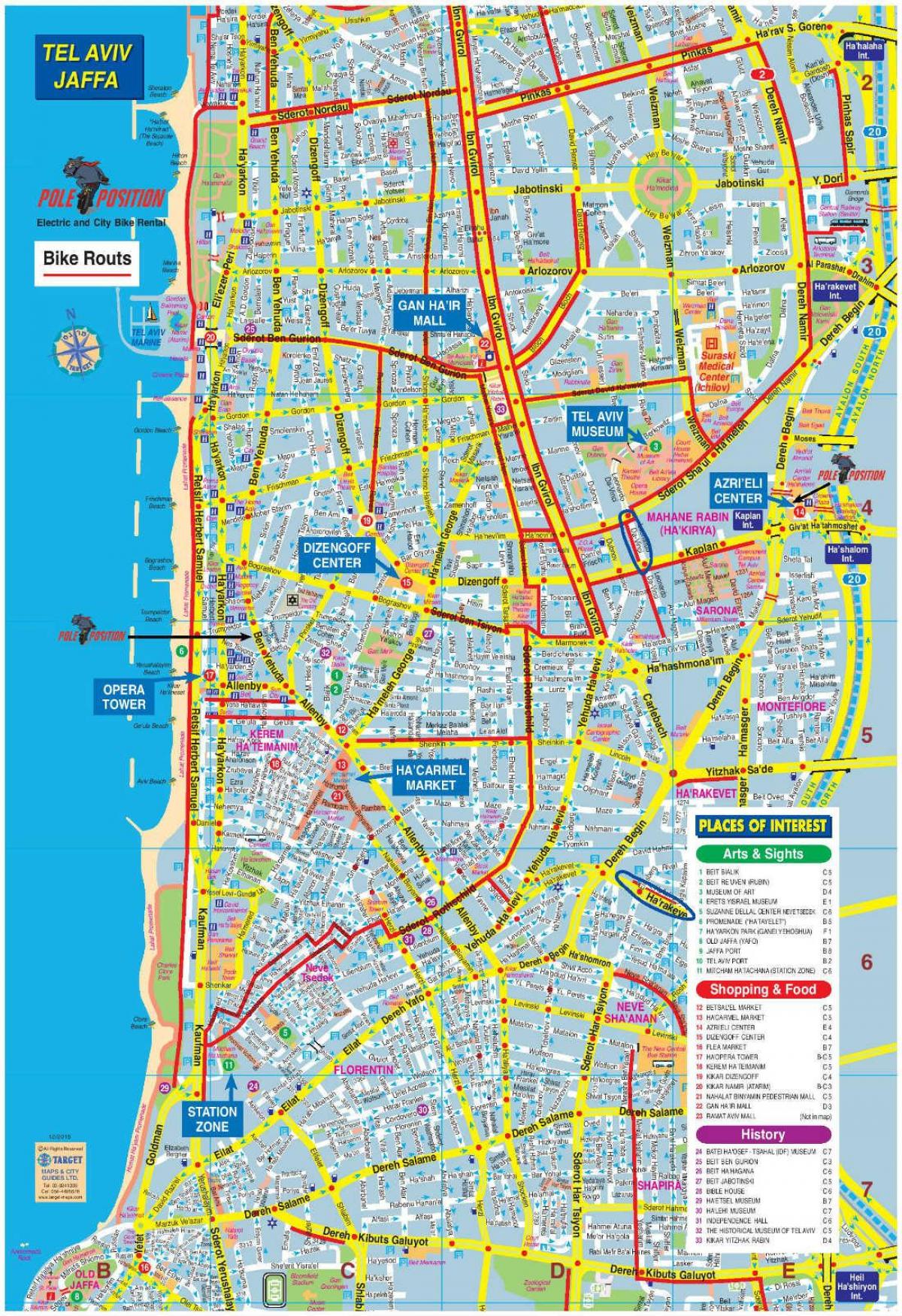 karte Tel Aviv velosipēds