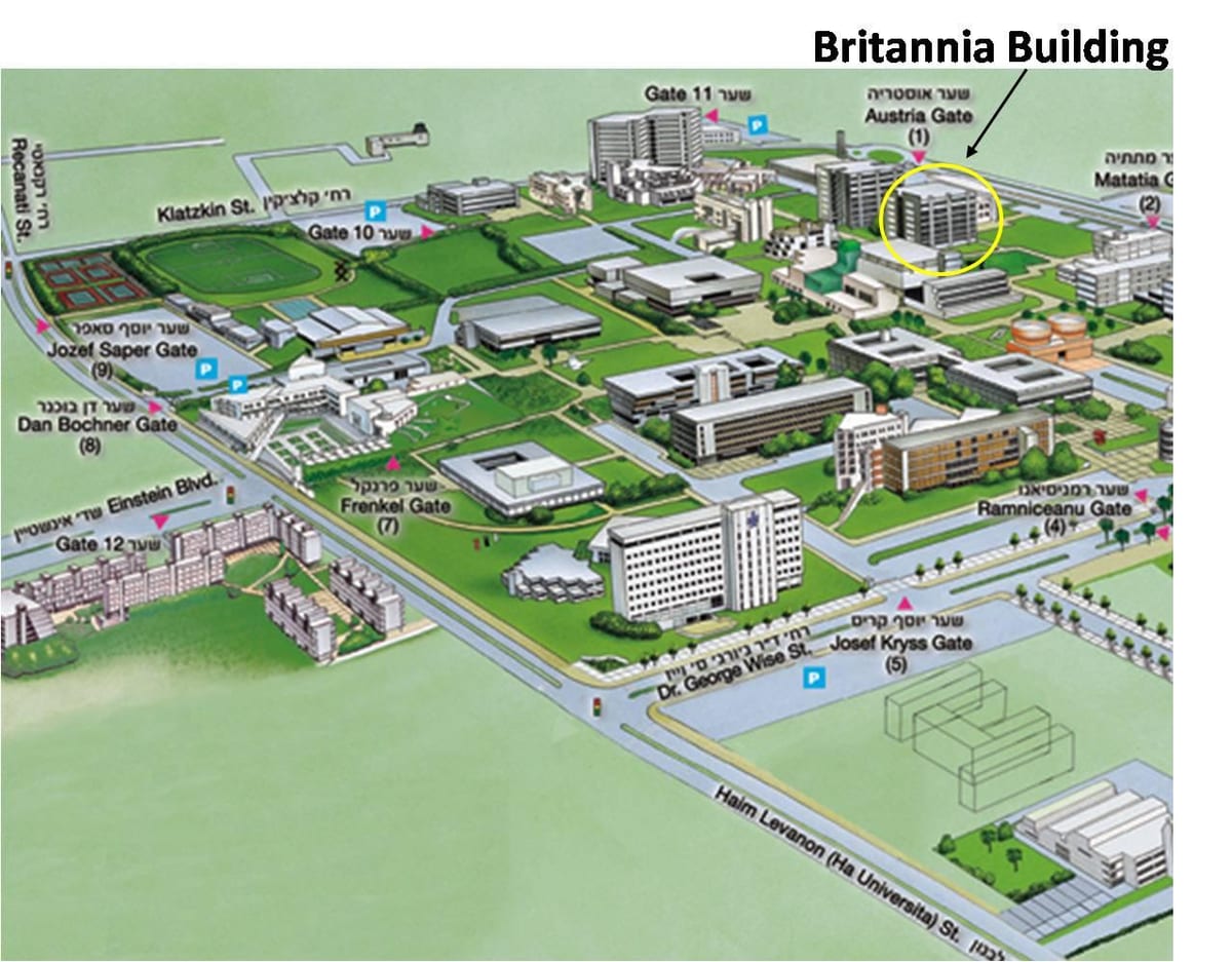 Telavivas universitātes campus kartes
