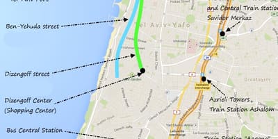 Karte Tel Aviv sabiedriskais transports